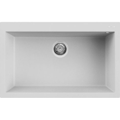 Elleci LGQ13068 Quadra 130 Lavello da Incasso 1 Vasca Sopratop Granitek Matt 79x50 cm colore Bianco (1/10)