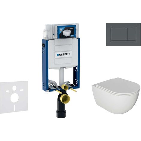 Geberit Kombifix - Conjunto de módulo de instalación empotrada, inodoro Oudee y asiento con cierre suave, pulsador Sigma20, negro mate/negro SANI15CA5104 (1/2)