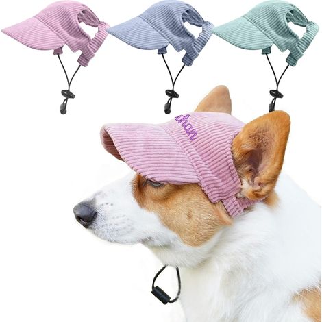 1 Casquette Chien, Nom Brodé Personnalisé, Sangle Réglable, Protection Solaire, pour Chien et Chat de 4 à 70 kg