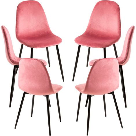 Packs Sillas Comedor - Pack 6 Sillas Teok Black Terciopelo - Rosa (1/5)
