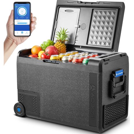 Glacière Electrique 48L, Glacière à Compresseur -20°C à 20°C, 12V/24V et 100-240V, Robuste Glaciere Electrique pour Voitures, Camions, Véhicules de loisirs, Bateaux, Maisons, Camping et Pêche [Classe (1/5)