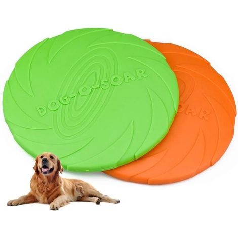 2 Pcs Frisbee Jouet pour Chiens, 18 cm / 7 inch Disque à Lancer en Caoutchouc Résistant, Dressage de Chiens pour Extérieur (Vert, (1/3)