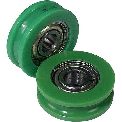 Lot de 2 Deep Metal U Groove Guide Bearing Poulie Rail Ball Wheel 5x19x6mm , vert (1/3)