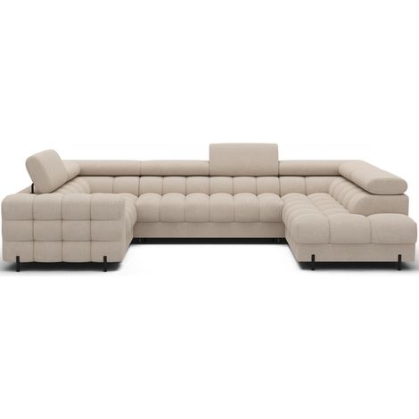 Canapé panoramique convertible FACTORY 3 places beige – angle droit avec coffre – version 2 (1/5)