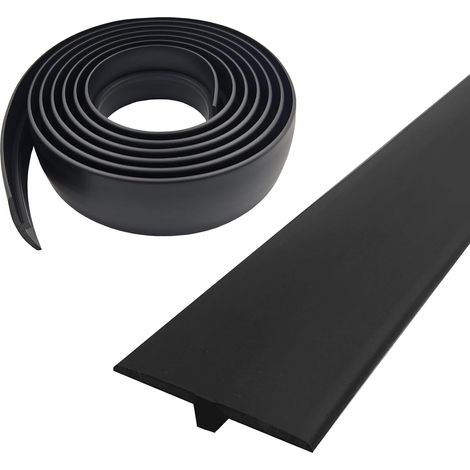 Profilé de transition autocollant T profil 5 x 300 cm PVC couvercle plat pour seuils de porte et sols de raccordement carreaux de sol stratifié noir