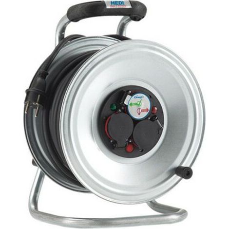 Avvolgicavo, In Lamiera D'Acciaio, Ip44, Qualità Cavo In Neoprene, Tipo Di Cavo: H07 Rn-F 3G2,5 Lunghezza Cavo 30 M (1/2)