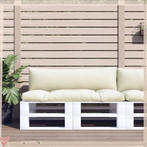 360924 Coussins de palette lot de 2 crème tissu (1/5)