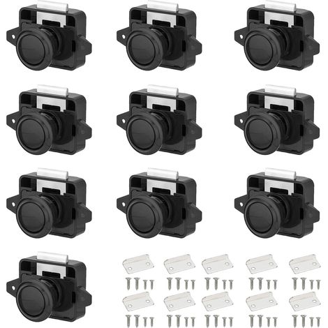Lot de 10 verrous de porte en métal, Bouton Poussoir Verrou Armoire Loquet Sans Clé, pour camping-car, caravane, yacht, porte de placard (1/5)