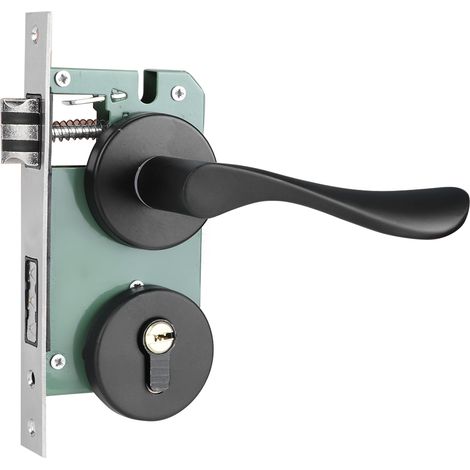 Ensemble poignée de porte en aluminium espace, serrure à clé quincaillerie pour intérieur (1/5)