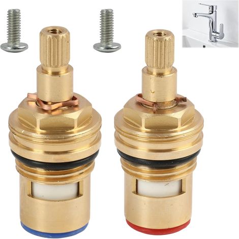 2 Pièces Têtes De Disques En Céramique 1/2"–Cartouches Céramiques Universelles De Remplacement Pour Robinets En Laiton, 20 Crans X 53 Mm, Adaptées Pour Cuisine Et Salle De Bain (Eau Chaude Et Froide) (1/5)