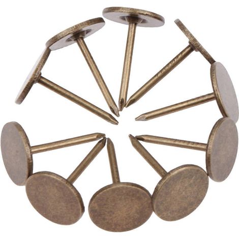 Lot de 100 clous de tapissier à tête plate style vintage, pour la décoration de meubles, canapés et portes (1,1 x 1,7 cm). (1/5)