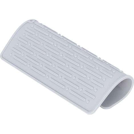 Tapis de Séchage en Silicone Anti-Dérapant pour Bouteilles, Accessoire de Cuisine Gris (2 Trou)
