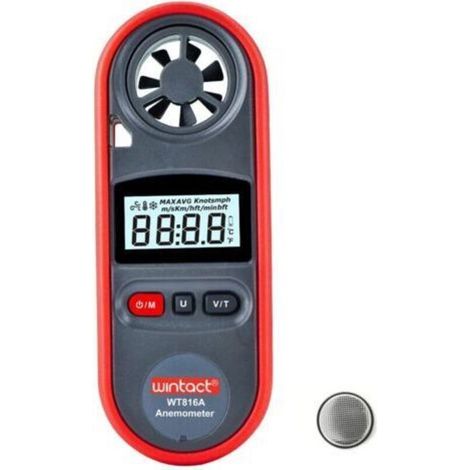 Portable Anemometer Wind Speed Meter Gauge, Digital Air Temperature Anemometer Wind Speed Meter Thermometer HVAC Velometer