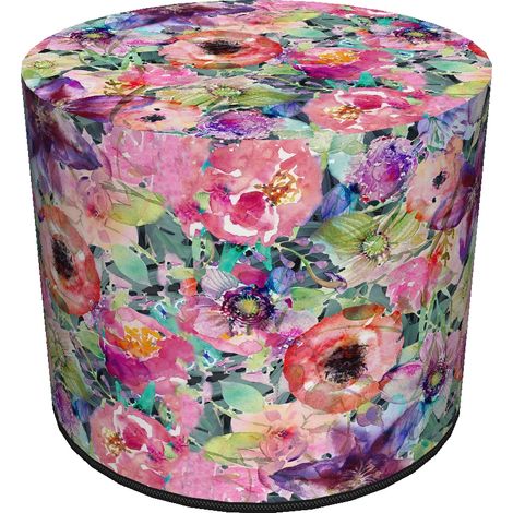 Pouf impermeabile in Cordura per casa e giardino - Motivo floreale, elegante, comodo, stabile, con cerniera, 40 cm, Bertoni (1/5)
