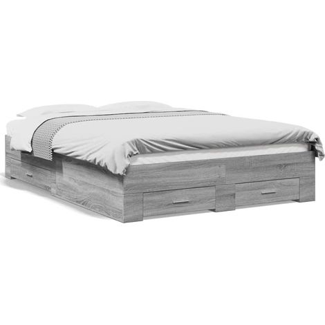 Maison Exclusive - Bettgestell mit Schubladen Grau Sonoma 140x190 (1/5)