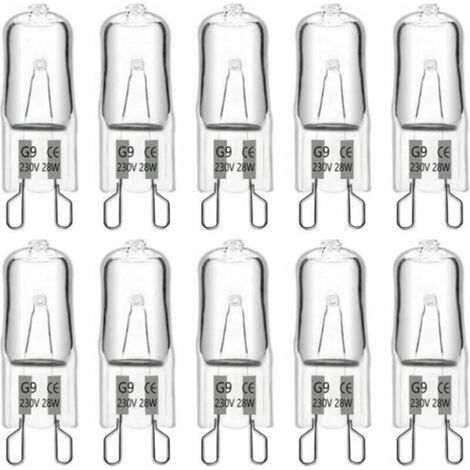 Ampoule halogène G9 28 W 230 V, 370 lm 2700 K blanc chaud à intensité variable, ampoules à capsule G9, pour lustres, éclairages de paysage, appliques murales, éclairage d'armoire, lot de 10 (1/5)