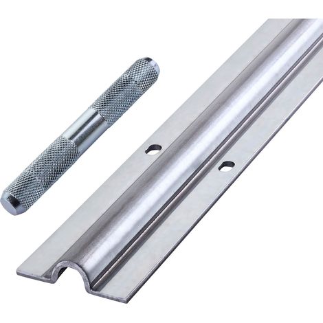 SOTECH Schiebetürbeschlag Rollen oder Laufschiene, Torschiene für Torrollen (R10), 2000x55x15mm, Stahl, verzinkt + Verbindungsstift 100mm verzinkt (1/5)