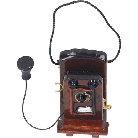 Téléphone miniature pour maison de poupée (échelle 1:12), fixation murale vintage, décoration. (1/5)