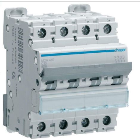 Hager interruttore automatico modulare 4p 63a 6 ka c 4 moduli mca463