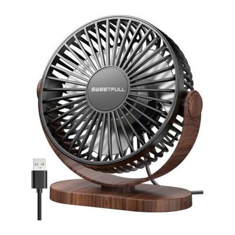 Ventilateur de bureau portable rechargeable USB, ultra silencieux 45 dB, 3 vitesses, mini ventilateur de bureau pour la maison et le (1/5)