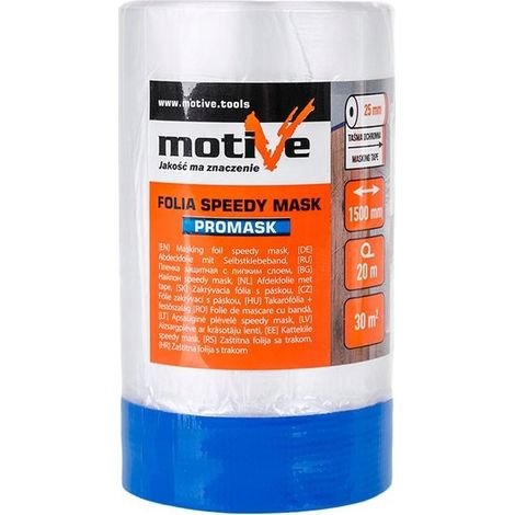 MOTIVE SPEEDY MASK PROMASK FOGLIO PER PITTURA + NASTRO ADESIVO 1,5M/20M 30M2 010 184