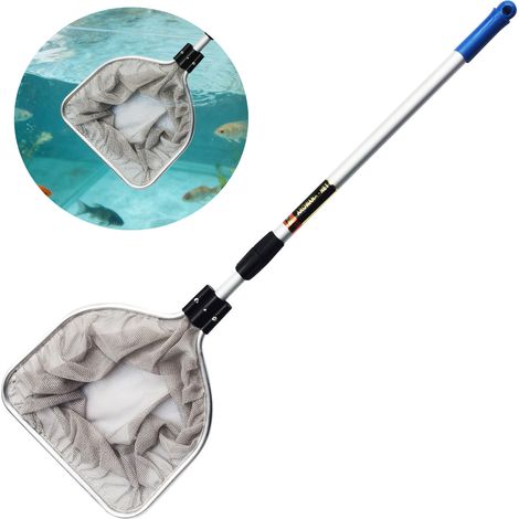 Épuisette de bassin robuste, filet de retrait des feuilles, avec poignée rétractable, filet de nettoyage spécial, adapté aux piscines (13 cm). (1/5)