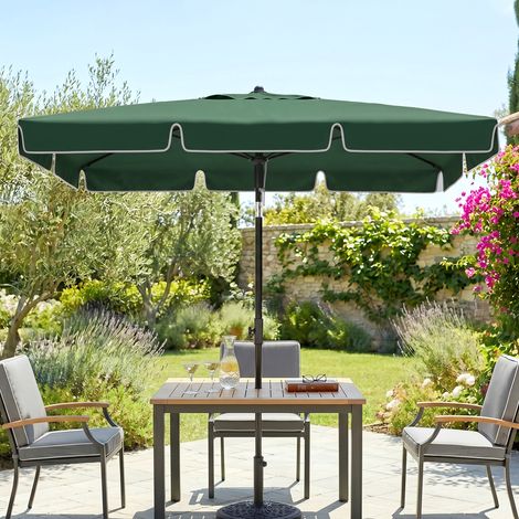 Sombrilla de Terraza de Aluminio 2x1,3x2,5 m Parasol de Jardín Rectangular con Función de Inclinación Verde (1/5)