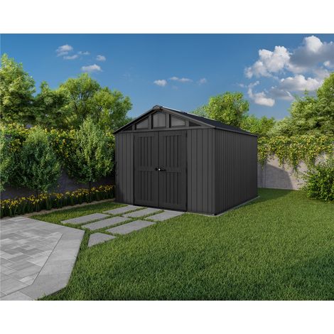 Keter Stronghold 10x11.5ft Outdoor Garden Storage Shed Grey Wood Effect Resin (1/5)
