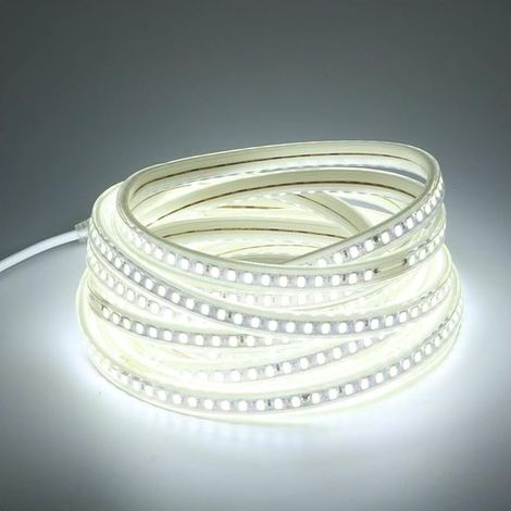 QAZQA 8M Ruban LED Pour Exterieur 220V 6000K Blanc Froid 5 Metres IP67 Etanche Bandeau Lumineuse a LED (Blanc Froid, 8m) (1/4)