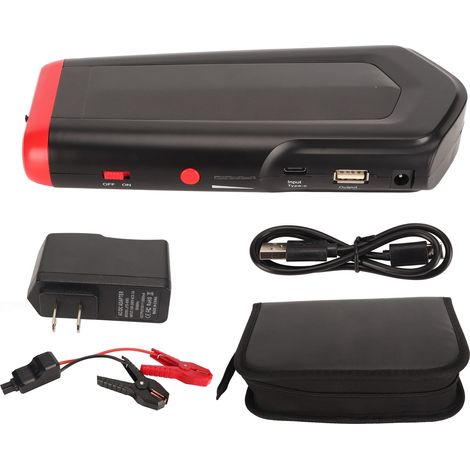Démarreur de voiture 1000A Pointe avec Lampe LED SOS, Fonction POS, Batterie Portable 12000mAh, Pack d'énergie moteur 100-240V Prise US (1/5)