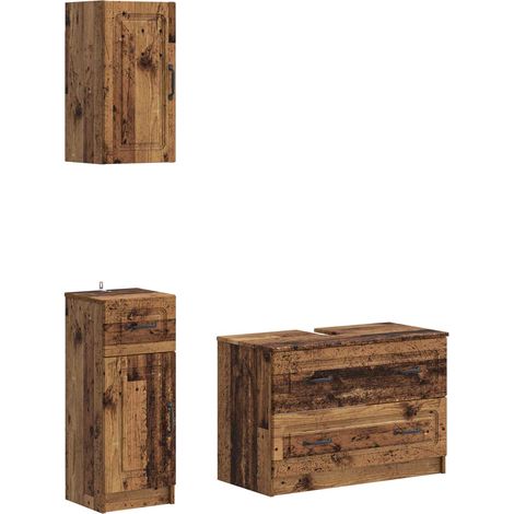 vidaXL Set di armadietti da bagno in 3 pezzi UTRECHT Legno antico (1/5)