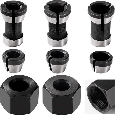 6pcs 6mm/6.35mm/8mm Chuck Head Collet Chuck Router Chuck Adapter Chuck with 2pcs Screw Nuts for Engraving Machine