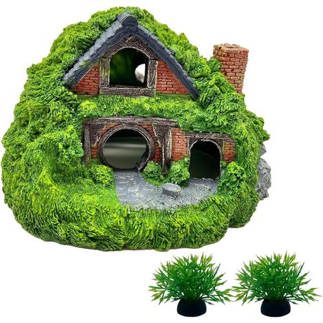 Maison Hobbit pour Aquarium - Décoration avec Trou pour Cachette à Poissons Betta et Reptiles - Ornement pour Aquarium et Terrarium (1/5)