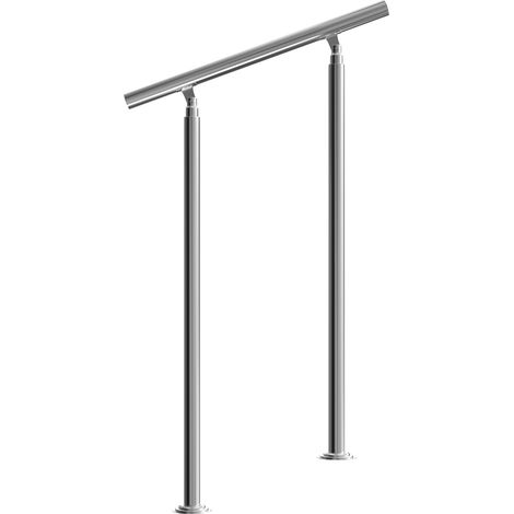 MONZANA® Stainless Steel Handrail Bannisters Indoor Or Outdoor Use Adjustable Angle Brushed Transitional Tubular Stair Railings Balustrade Balcony 80 cm, no crossbars