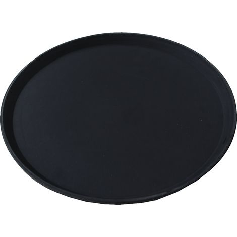Vassoio Antiscivolo da Bar piccolo Rotondo 28cm Superficie Gommata Professionale Nero per Servizio Tavoli in Polipropilene Alta Resistenza per Servire Bevande drink colazione  in Sicurezza
