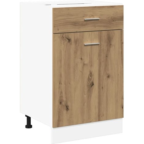 Cajonera de cocina de diseño práctico con amplio espacio de almacenamiento 40 x 46 x 81 cm acabado en roble macizo hecha a mano 020050739 (1/5)