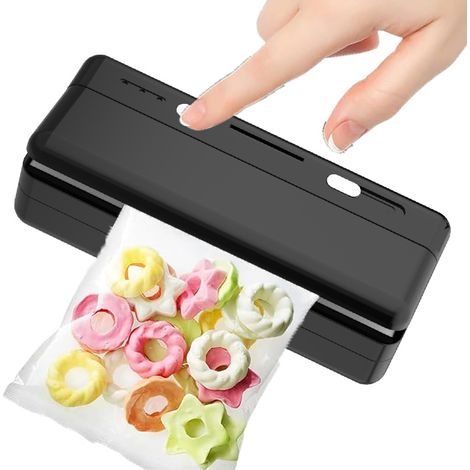 2 in 1 Mini sigillatrice per sacchetti con clip di ricarica USB, sigillatrice per fogli, con 3 sacchetti di plastica, per la conservazione degli alimenti