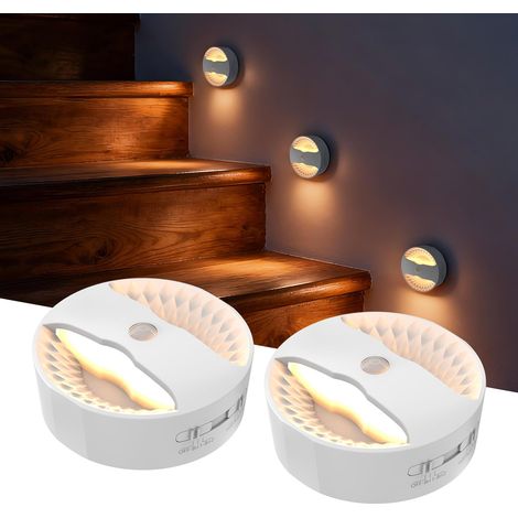 2 veilleuses magnétiques à LED, lampes rechargeables pour couloirs, adaptées aux escaliers et aux halls d'entrée (7.3cm7.3cm,lumière chaude) (1/5)