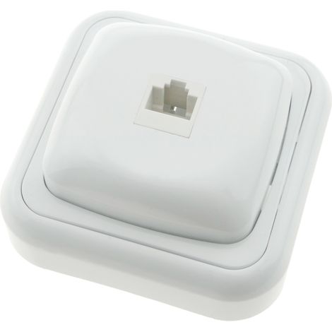 BeMatik - Prise ethernet RJ45 avec plaque de finition 80x80mm blanc (1/4)