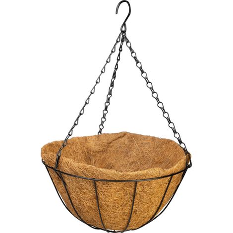 Aufhänger Strend Pro, Halter für Blumentopf, Stahl/Kokos, hängend, mit Kette und Haken, 30 cm