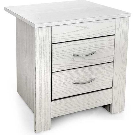 COMODINO MODERNO CON 2 CASSETTI 45 X 35 X 45 CM IN LEGNO BIANCO