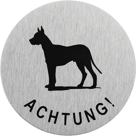 Plaque de porte en aluminium " Achtung Hund " Ø75mm