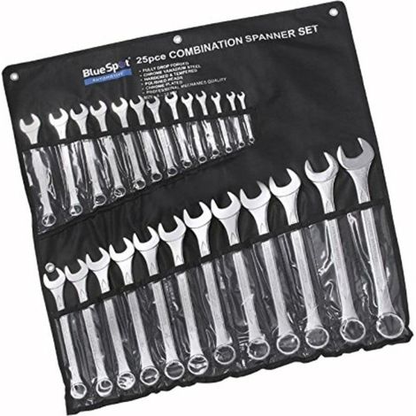 BLUESPOT SPANNER SET WRENCH 25PC METRIC STUBBY COMBINATION OPEN RING 04131 (1/4)