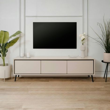 Meuble TV taupe 3 portes abattantes AVIO (1/5)