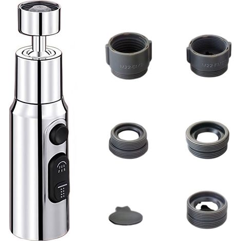 Küchenarmatur-Sprühkopf, 3 Funktionen, 360° drehbar, Wasserhahn-Verlängerung, Wasserhahn-Belüfter, Wasserhahn-Verlängerung für Küchenspüle