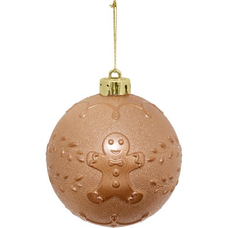 Déco Sapin Boule de Noël D 8 cm Marron déco Pain d'épice - Feeric Christmas (1/2)