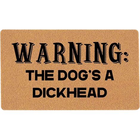 Lustige Fußmatte für die Haustür – Braune Eingangsmatte für draußen, Einzugsgeschenk, Warnung: Der Hund ist ein Idiot – Robuste Fußmatte für Veranda und Terrasse (1/5)