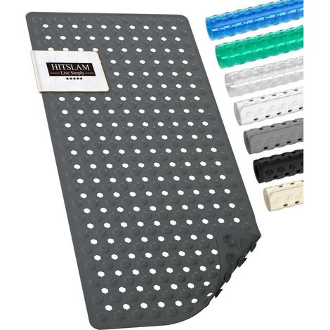 Badewannenmatte rutschfest 89x40cm, BPA-frei, schimmelresistent, maschinenwaschbar, Anthrazit (1/5)
