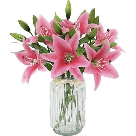 Roses (37cm) Artificial Lily Flowers Bouquets, Realistic Fake Flowers (1/5)