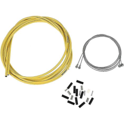 Kit universel de câble et gaine de frein de vélo, jaune pour autoroute (1/3)